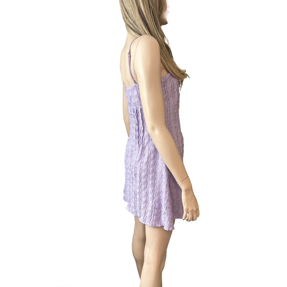 Princess Polly Melrose Nights Lilac Mini Dress Textured Empire Bust Sleeveless - Picture 9 of 16